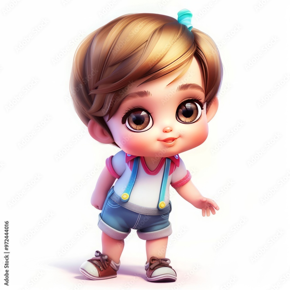 Adorable cartoon baby with big eyes and stylish hair Adorable cartoon baby with big eyes and stylish hair