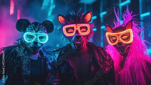 Neon Animal Masks at a Rave