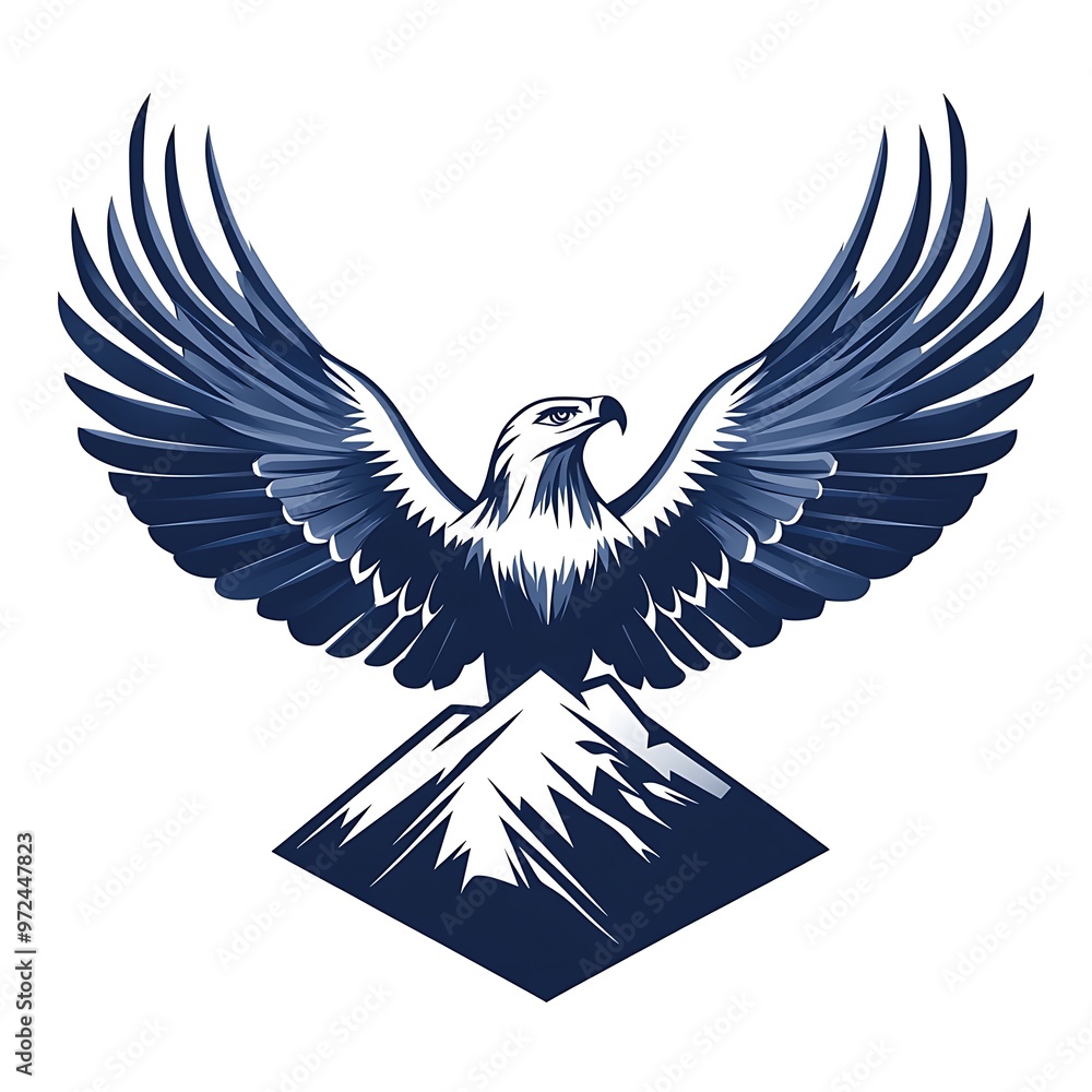 Obraz premium A Blue Eagle Soaring Over a Mountain Peak