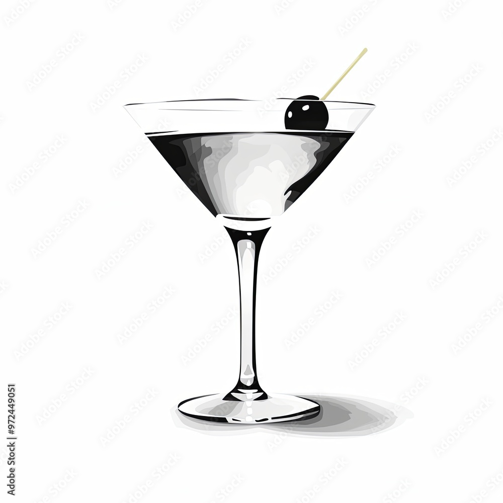 Cocktail day in black and white icon style on white background Cocktail day in black and white icon style on white background