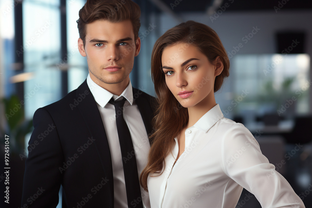 Successful business people person in modern interior office space building made with Generative AI artwork Successful business people person in modern interior office space building made with Generative AI artwork
