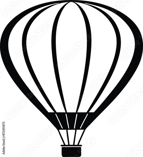 Hot air balloon silhouette Vector Icon and Illustration Isolated on white background.