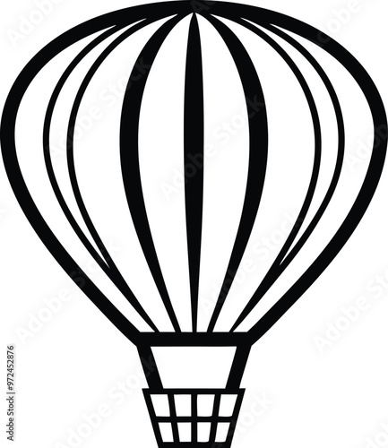 Hot air balloon silhouette Vector Icon and Illustration Isolated on white background.