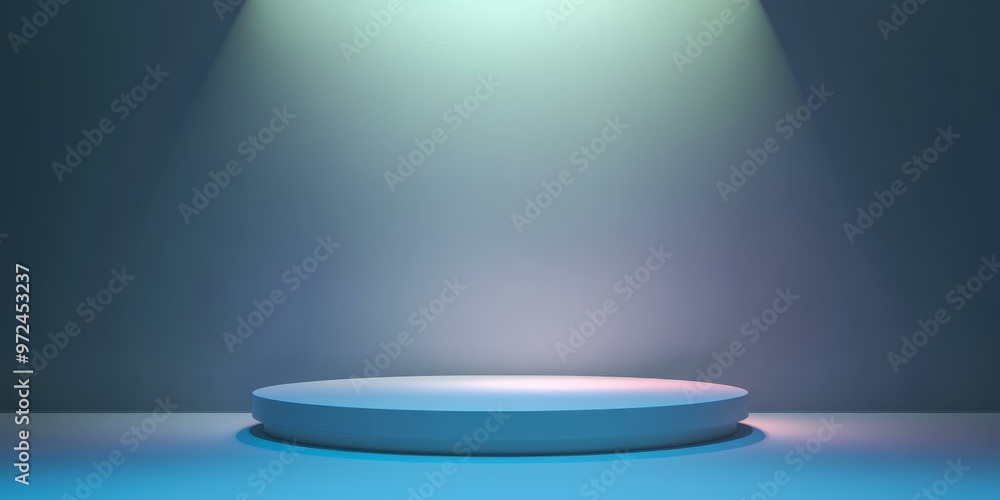 A blue platform under a spotlight. A blue platform under a spotlight.