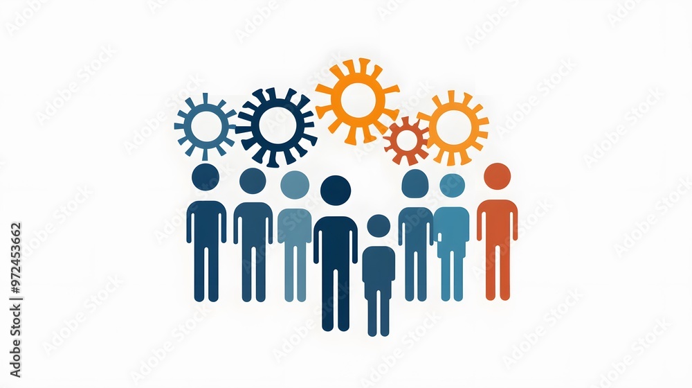Interlocking Gears Above a Group of Stick Figures Interlocking Gears Above a Group of Stick Figures