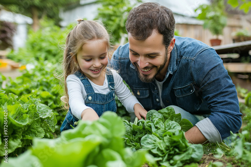 Wallpaper Mural Portrait of a happy father and daughter taking care of their veggie garden together Torontodigital.ca