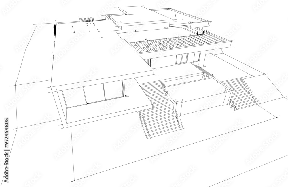 architecture 3d vector drawing