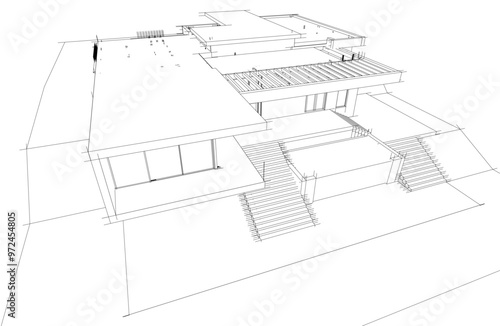 architecture 3d vector drawing