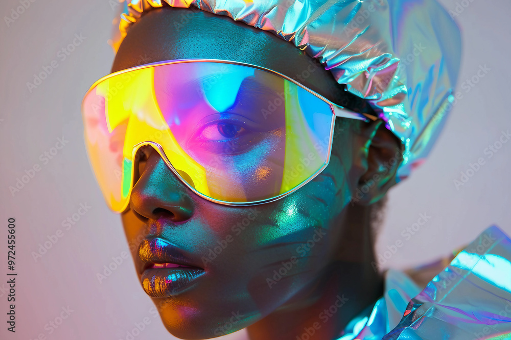 Fashionable futuristic model in surreal outfit generative AI Fashionable futuristic model in surreal outfit generative AI