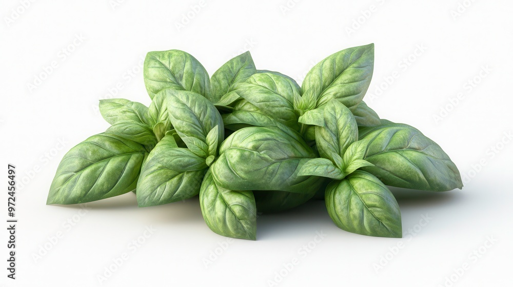 Basil clipart, element, 3D illustration, realistic, isolated on white background Basil clipart, element, 3D illustration, realistic, isolated on white background