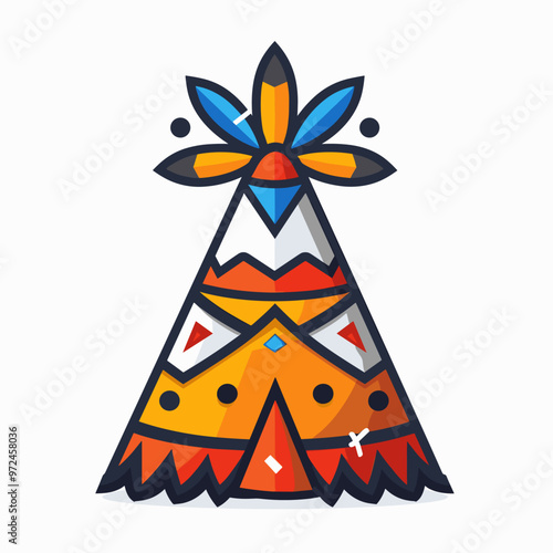 Native american indian indian chief wigwam vector illustration