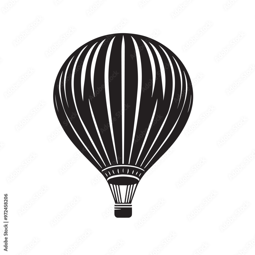 Obraz premium Hot air ballon vector silhouette. Hot air ballon logo, icon design. Hot air ballon illustration.