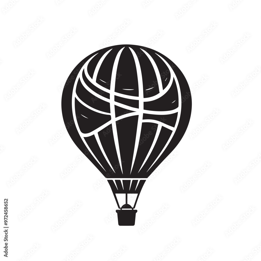 Naklejka premium Hot air ballon vector silhouette. Hot air ballon logo, icon design. Hot air ballon illustration.