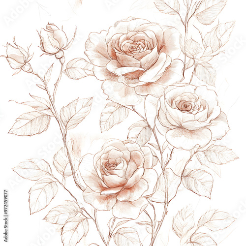 Wallpaper Mural 2D illustrator doodle-style floral and leaf graphics on a white background or wallpaper Torontodigital.ca
