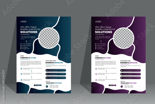 Flyer design layout with best 2color combination template