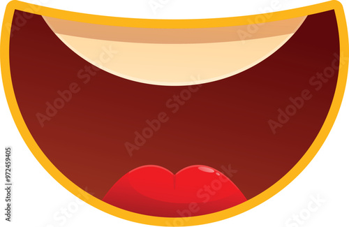 Cartoon mouth showing tongue and teeth in a laughing expression