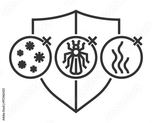 Protection against dust, bugs and odors - icon in bold line