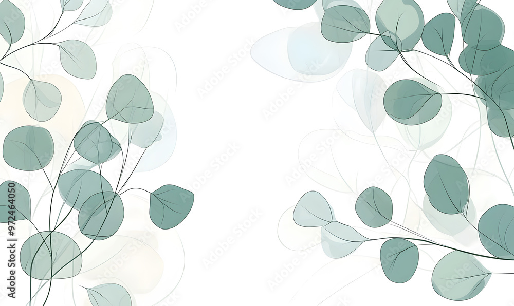 Obraz premium 2D illustrator doodle-style floral and leaf graphics on a white background or wallpaper