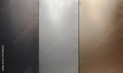 Set texture of a group of metal corrugated old steel shiny background silver gold color. AI generated.