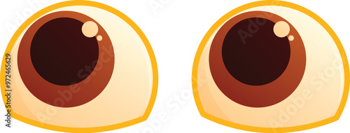 Two cartoon eyes staring with wide open pupils, a funny illustration for diverse concepts