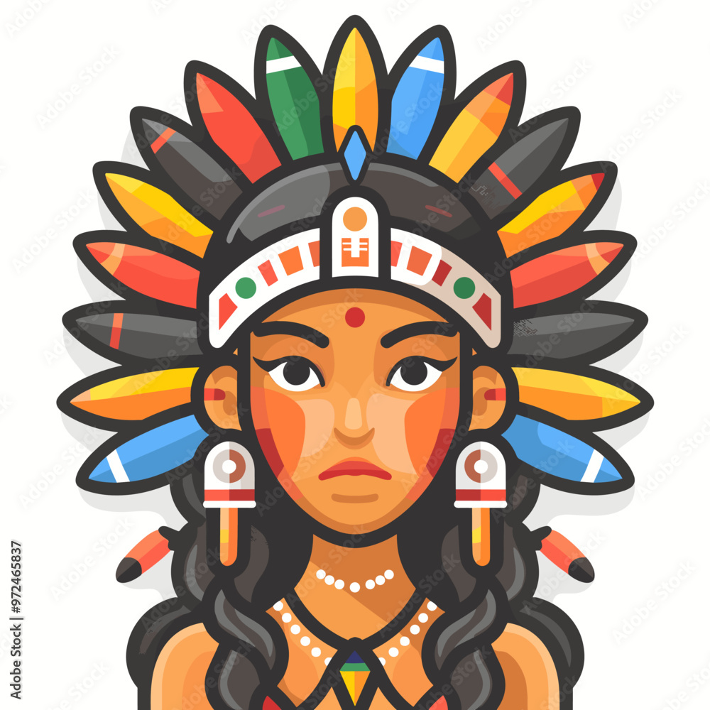 Native american indian headdress. Vector illustration in cartoon style Native american indian headdress. Vector illustration in cartoon style