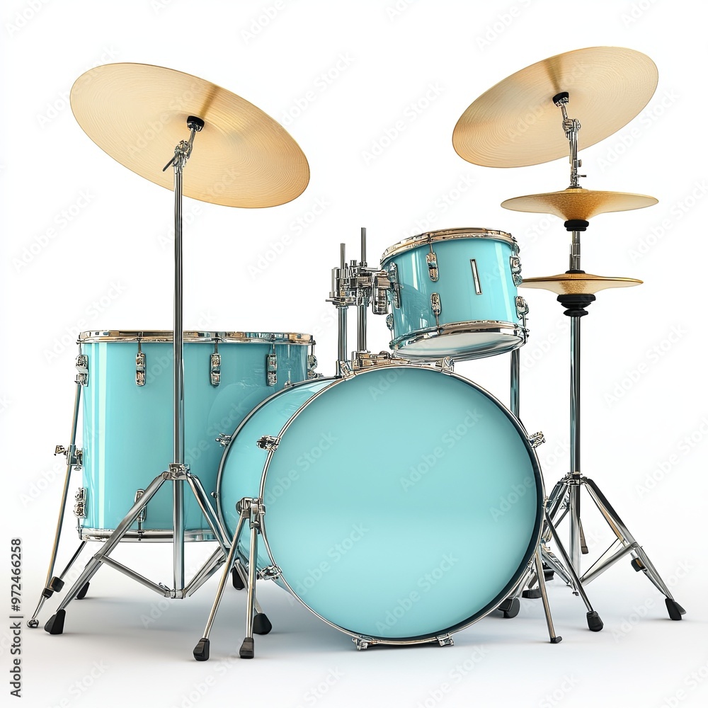 Drum kit. Isolated on white background. Include clipping path. 3d render