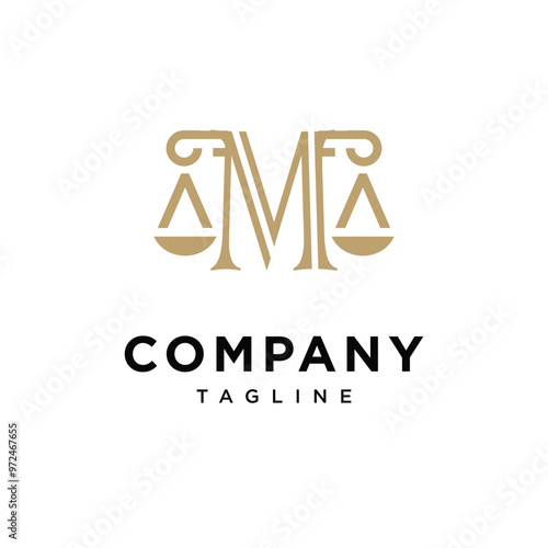 Letter M law Justice Scale Logo icon vector