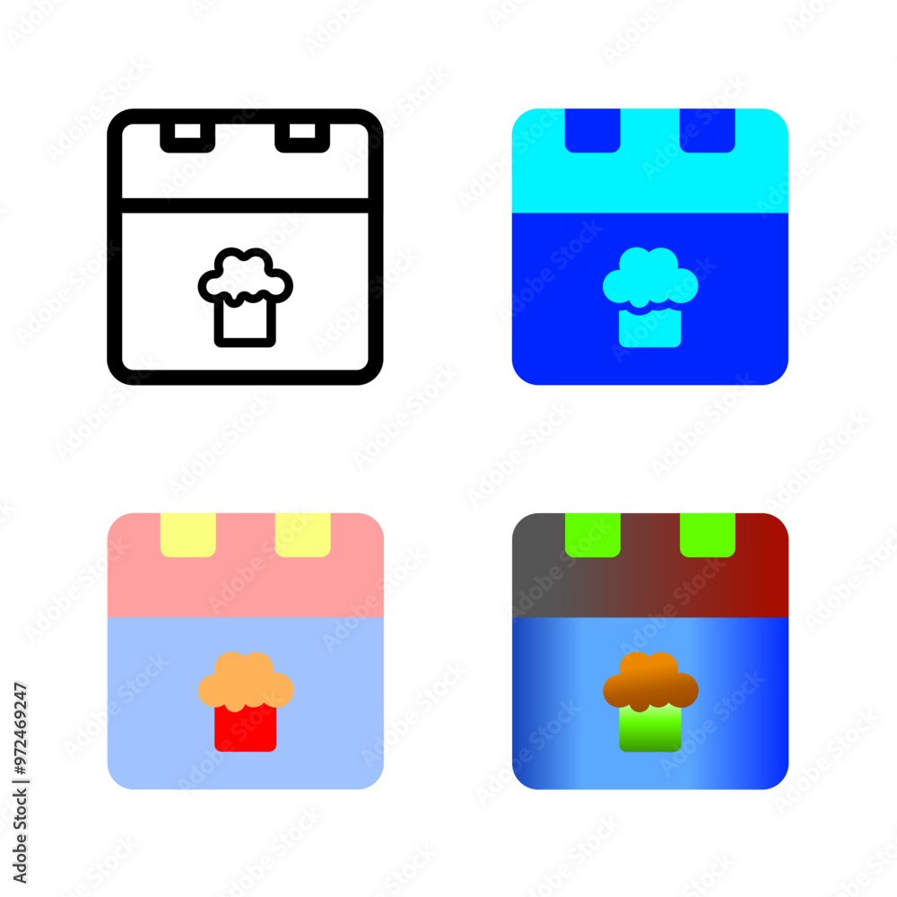 set of buttons with icons