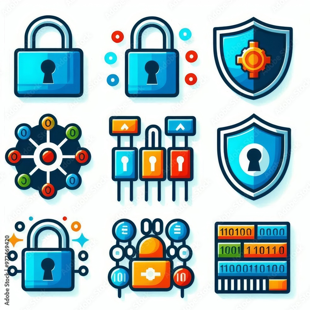 Cybersecurity elementsicons Cybersecurity elementsicons