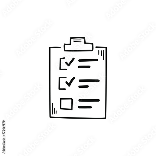 Hand drawn memo paper sheet icon in flat style. Checklist vector illustration on isolated background. To do list sign business concept.