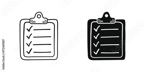 Hand drawn memo paper sheet icon in flat style. Checklist vector illustration on isolated background. To do list sign business concept.
