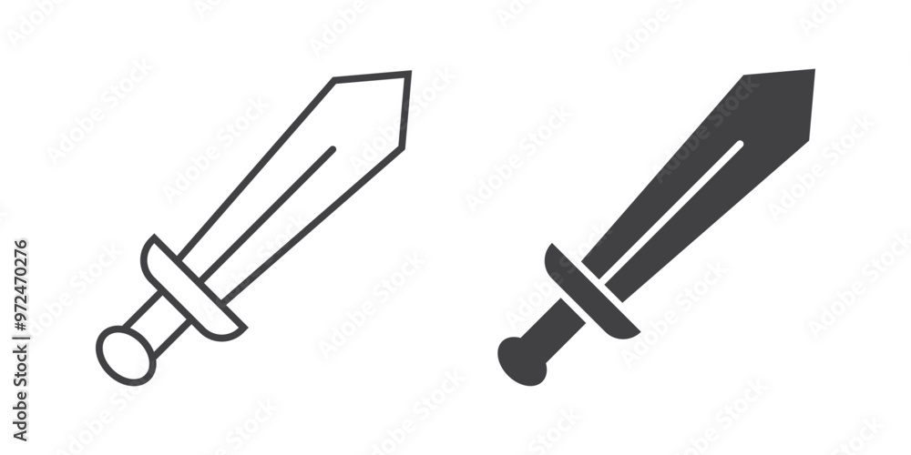Old medieval sword icon in flat style. Weapon vector illustration on isolated background. Razor blade sign business concept. Old medieval sword icon in flat style. Weapon vector illustration on isolated background. Razor blade sign business concept.