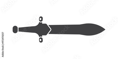 Old medieval sword icon in flat style. Weapon vector illustration on isolated background. Razor blade sign business concept.