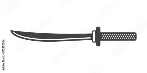 Old medieval sword icon in flat style. Weapon vector illustration on isolated background. Razor blade sign business concept.