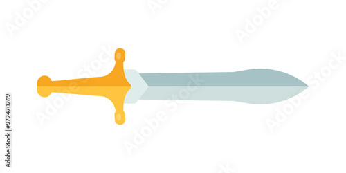 Old medieval sword icon in flat style. Weapon vector illustration on isolated background. Razor blade sign business concept.