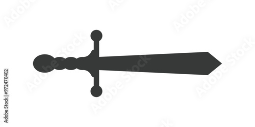 Old medieval sword icon in flat style. Weapon vector illustration on isolated background. Razor blade sign business concept.
