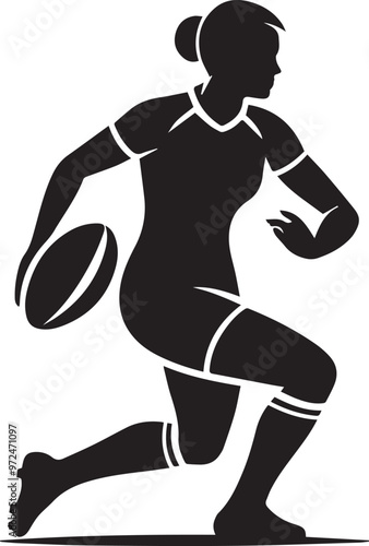 Rugby Sport Player Silhouette Vector icon, Illustration Vector