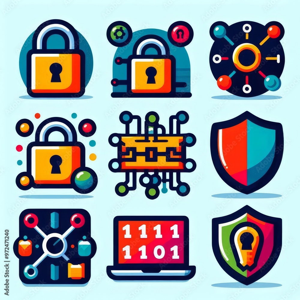 Cybersecurity elementsicons Cybersecurity elementsicons