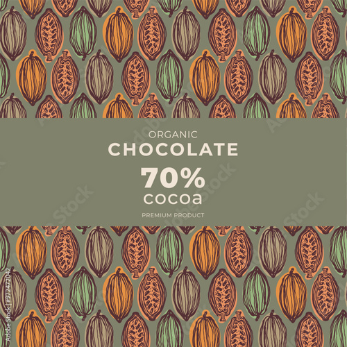 Cocoa bean illustration. Vintage style design template. chocolate cocoa beans. Vector illustration