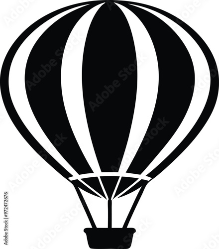 Hot air balloon silhouette Vector Icon and Illustration Isolated on white background.