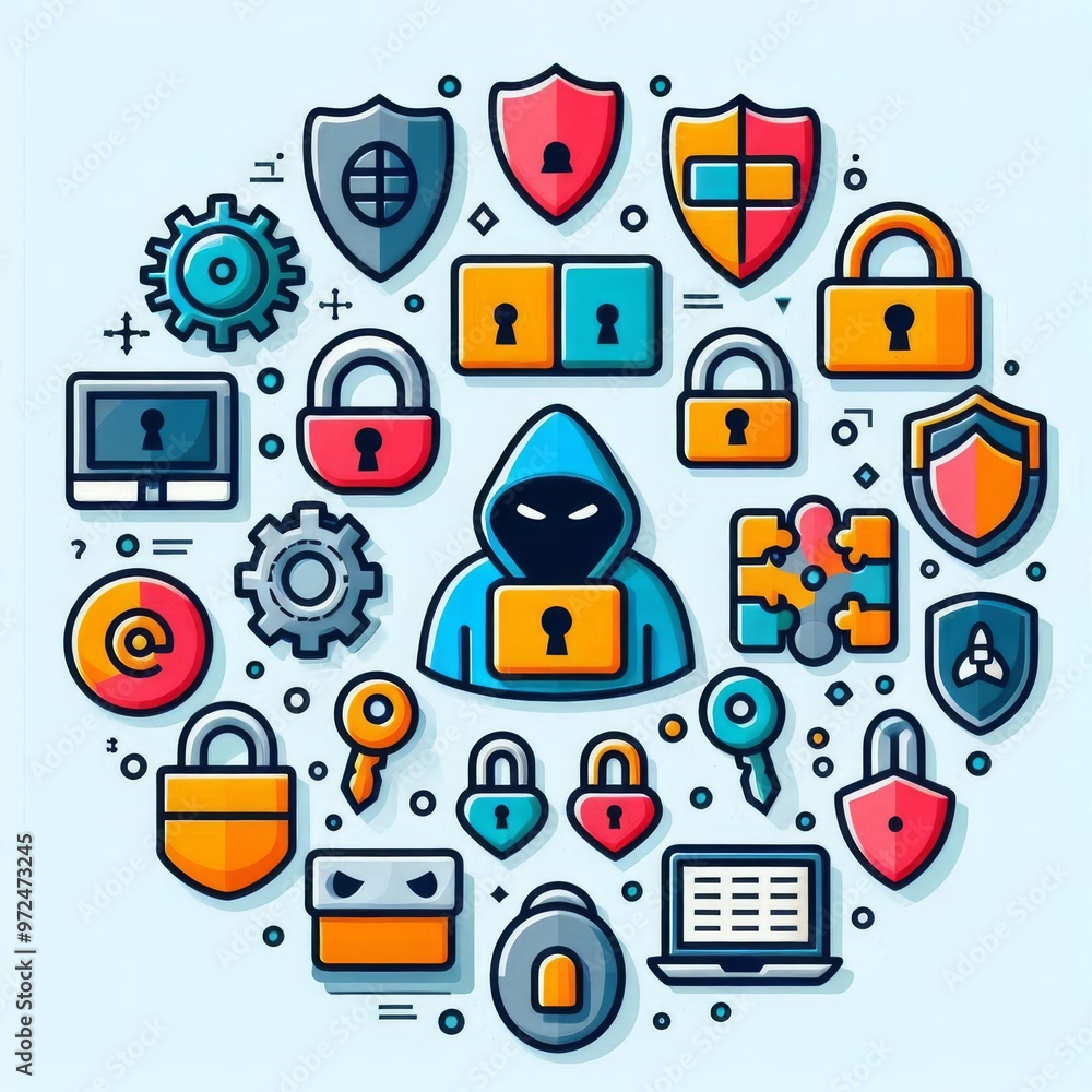 Cybersecurity elementsicons Cybersecurity elementsicons