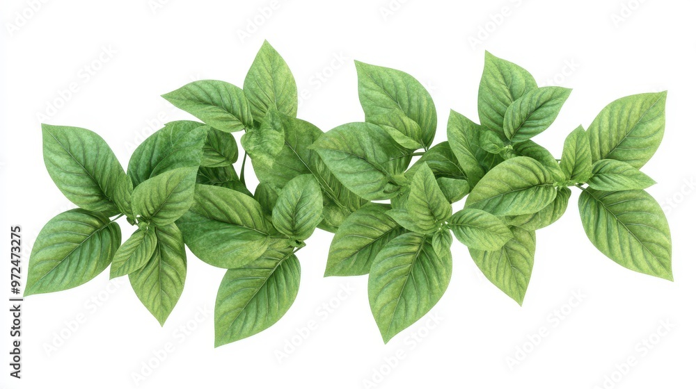 Holy basil (Tulsi) clipart, element, 3D illustration, realistic, isolated on white background Holy basil (Tulsi) clipart, element, 3D illustration, realistic, isolated on white background