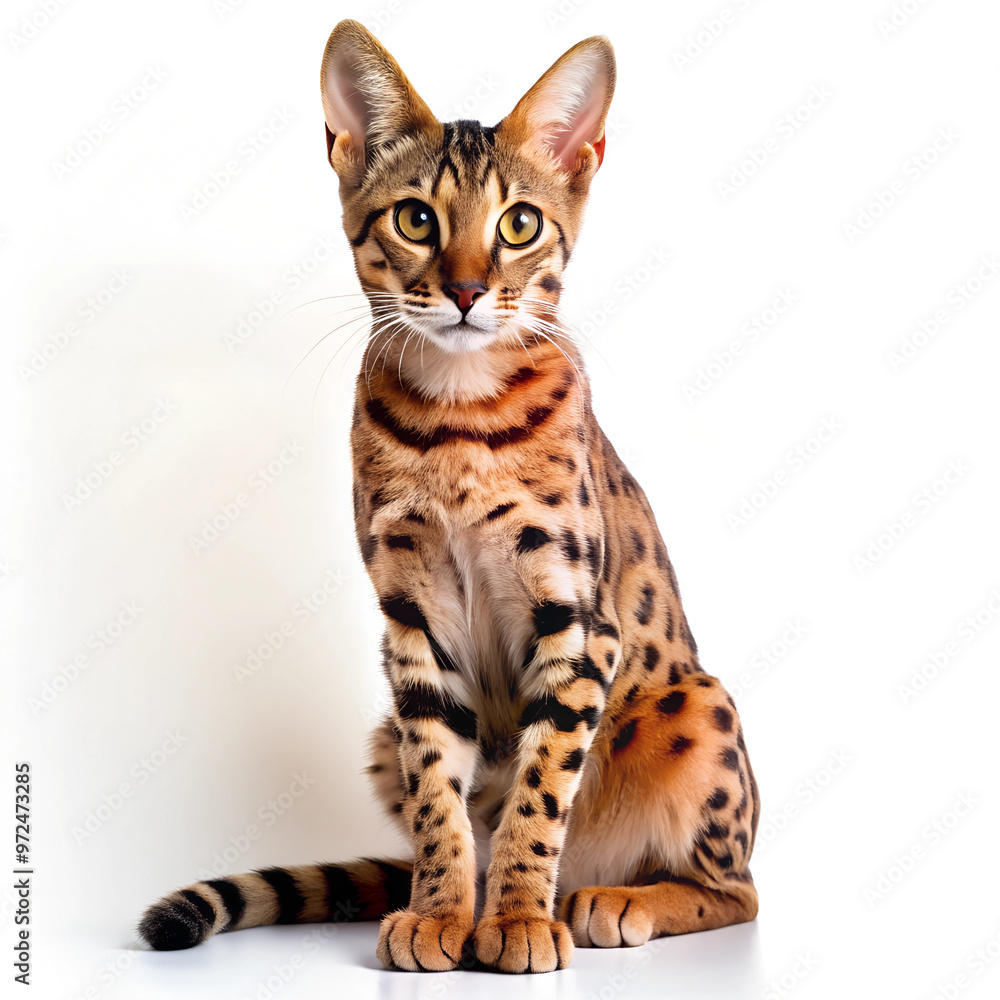 Serengeti cat with white background Serengeti cat with white background