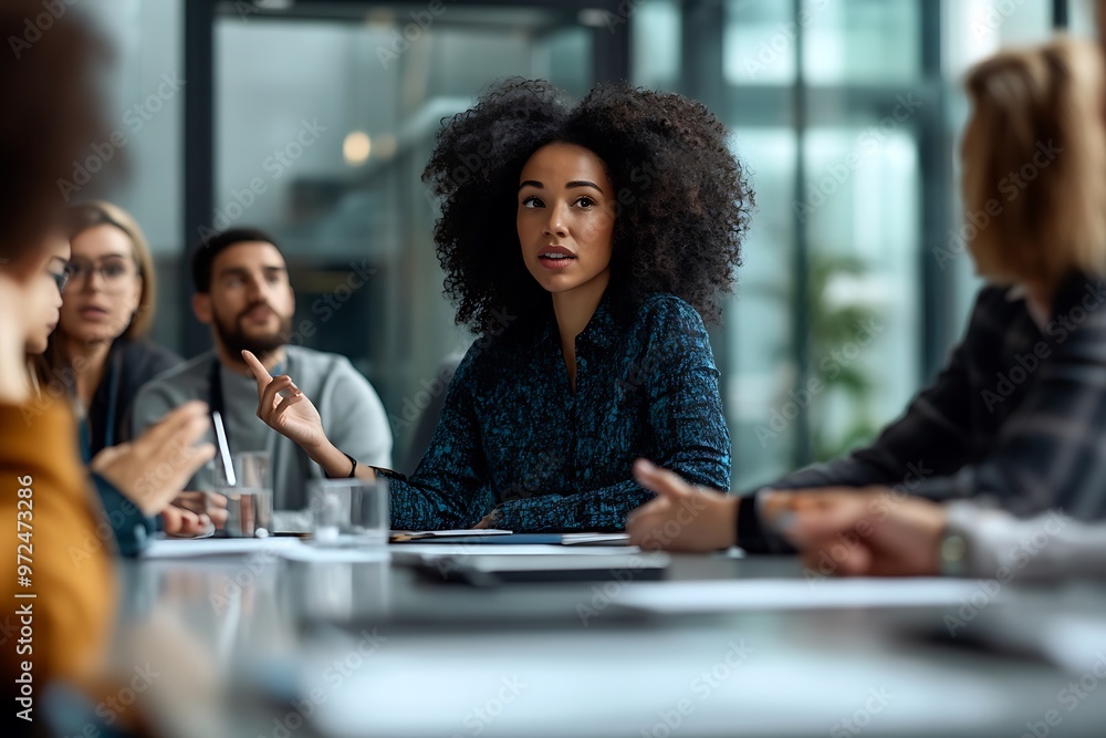 Confident African Business woman Presenting in Meeting at Modern Corporate Workplace Confident African Business woman Presenting in Meeting at Modern Corporate Workplace
