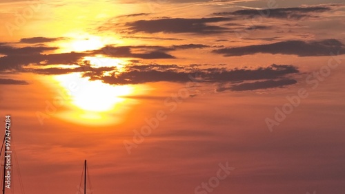 sunset in monolithi beach preveza city greece longest beach in europe photo