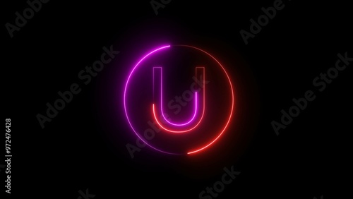 Neon Red and Purple Color Glowing Letter Illustration.