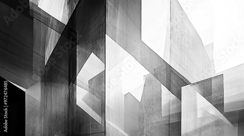 Abstract Grey Geometric Transparency - Modern Design Concept with Transparent Shapes and Lines