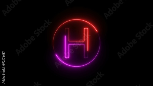 Neon Red and Purple Color Glowing Letter Illustration.