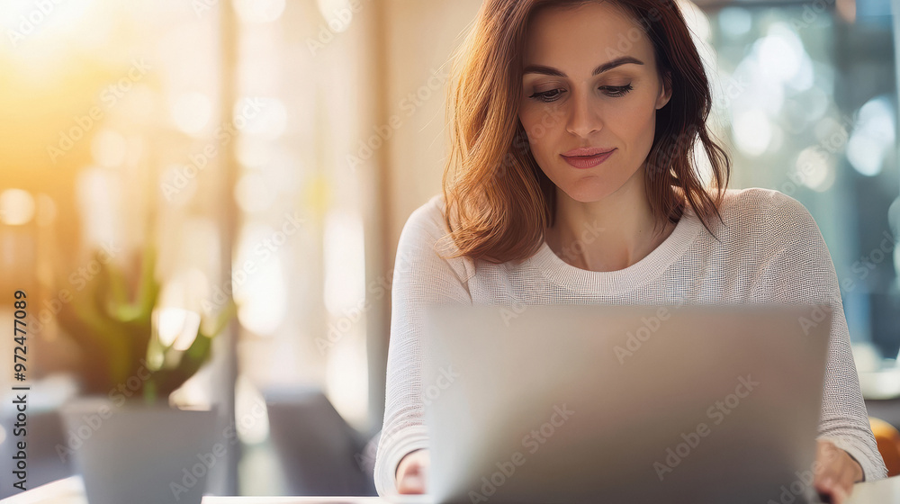 young business woman working on laptop young business woman working on laptop