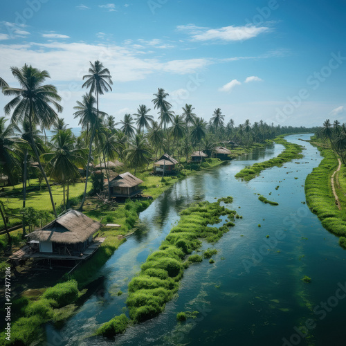 Beautiful forest scenery with river